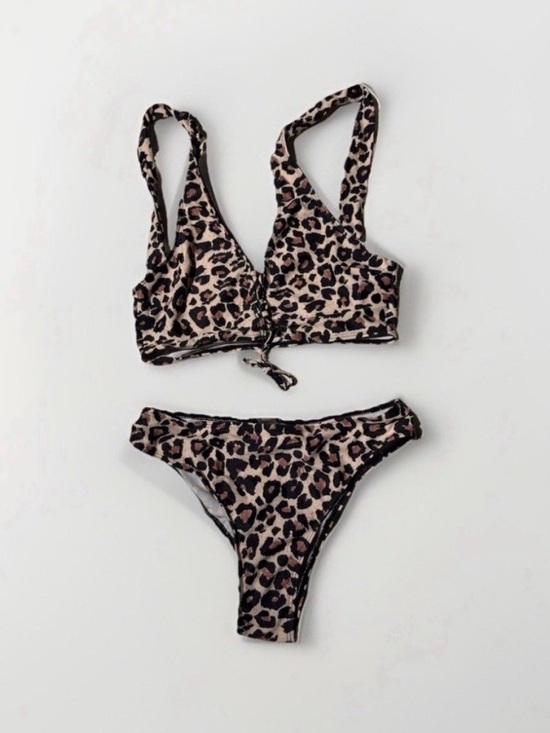 SHEIN Other - SHEIN Leopard Print Bikini Set - Beige and Black